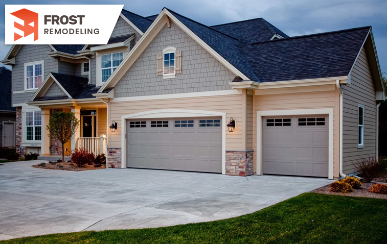 Exterior view of a converted garage ADU with appealing paving and landscaping